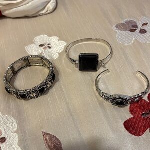 paparazzi Black and Silver Stone Bracelet Trio